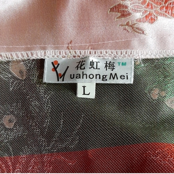 Uahong Mei Asian Kimono Embroidered Dragons on Pink Satin Size Large Vintage - Picture 3 of 7